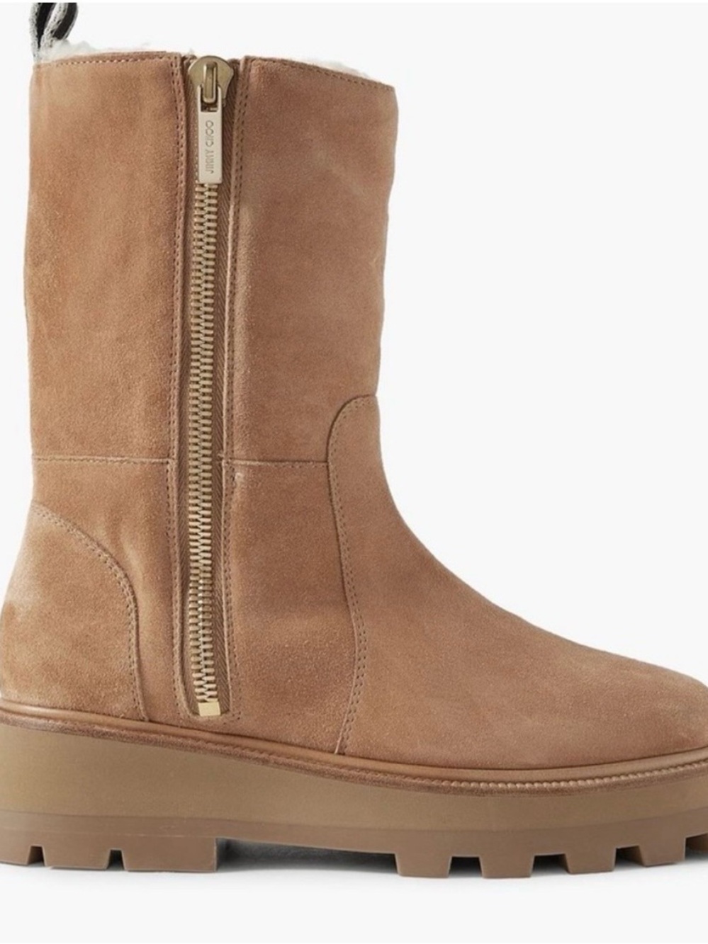 Jimmy Choo Chestnut Suede Mid-Calf Zip Boot
